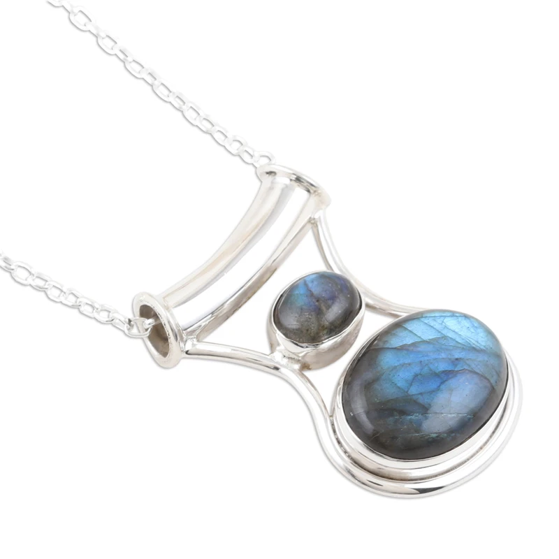 Simply Serene Labradorit Anhänger Halskette 925 Sterling Silber Schmuck Zierlicher Labradorit Schmuck Geschenk für Sie & Ehefrau