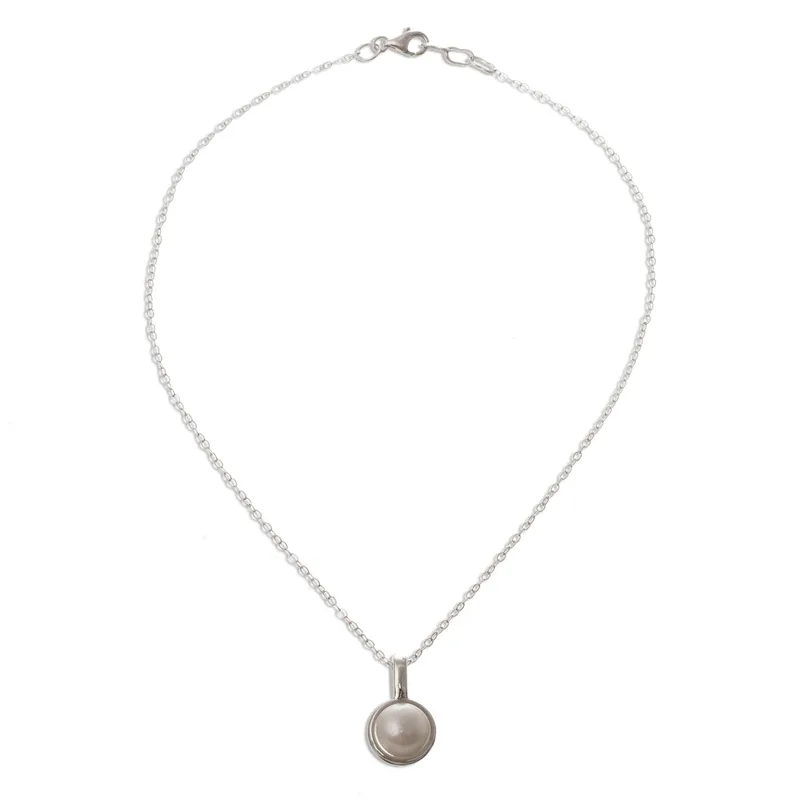 Handgemachte weiße Perlenkette 925 Sterling Silber Süßwasserperlen Schmuck Handgemachter Schmuck Boho Halskette Geschenk für sie Valentinstagsgeschenk