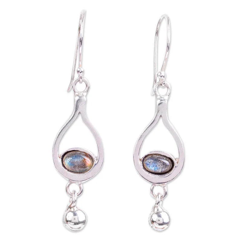 Handgemachte Labradorit Ohrringe 925 Sterling Silber Blaue Edelstein Ohrhänger Labradorit Schmuck Geschenk für Jeden