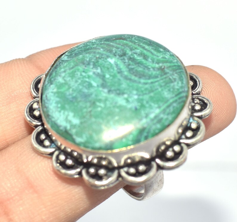 Natural Malachite Ring Handmade Ring Big Size Ring Birthstone Ring Healing Ring Love Gift For Her