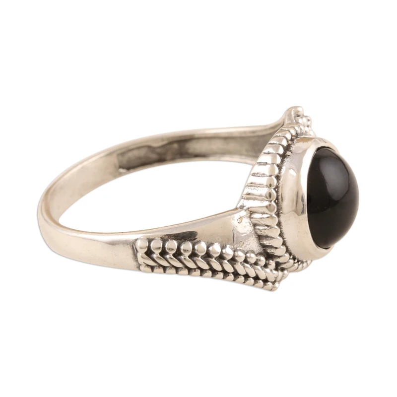 Ring aus schwarzem Onyx und geschwärztem Sterlingsilber, 925er Sterlingsilber Statement-Ring, handgefertigter Ring, Damen Silberring, Geschenk für Sie