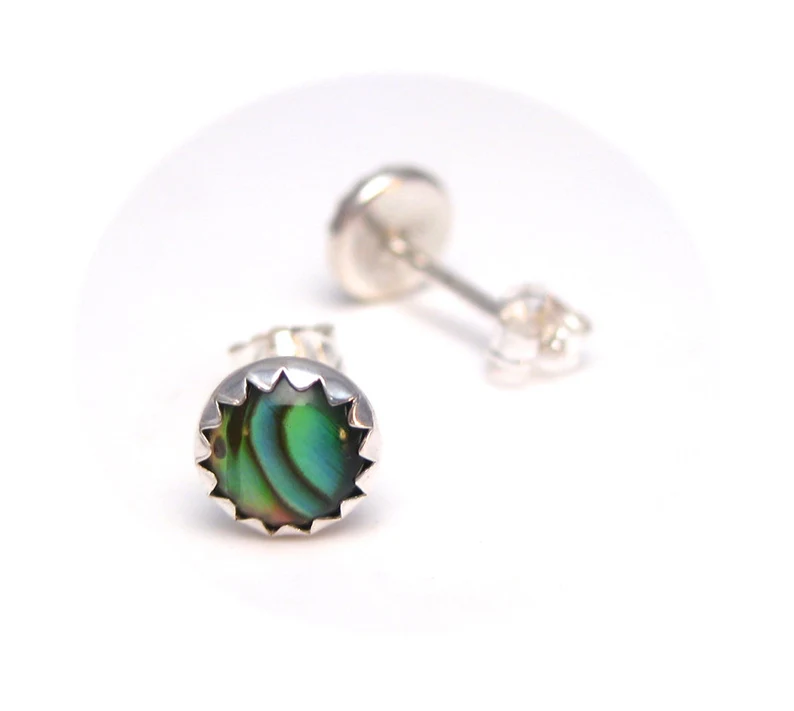 Sterling Silver and Abalone Studs Earrings Dainty Shell Jewelry Abalone Shell Earrings Handmade Boho Jewelry Gift For Her