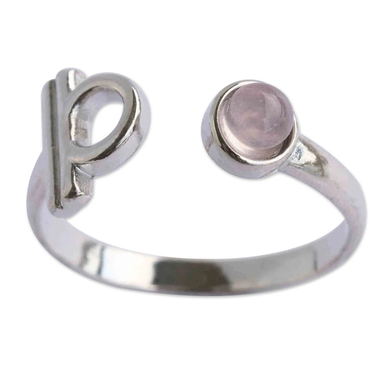 Cocktail Ring with Rose Quartz 925 Sterling Silver Statement Ring Natural Stone Ring Gift For Her