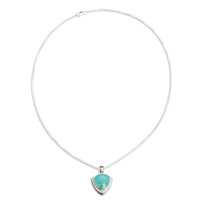 Pyramide der Freundschaft Moderne Halskette aus Sterlingsilber und Naturtürkis 925 Sterling Silber Anhänger Halskette Zarte Halskette Perfektes Muttertagsgeschenk Böhmischer Schmuck Geschenk für Sie