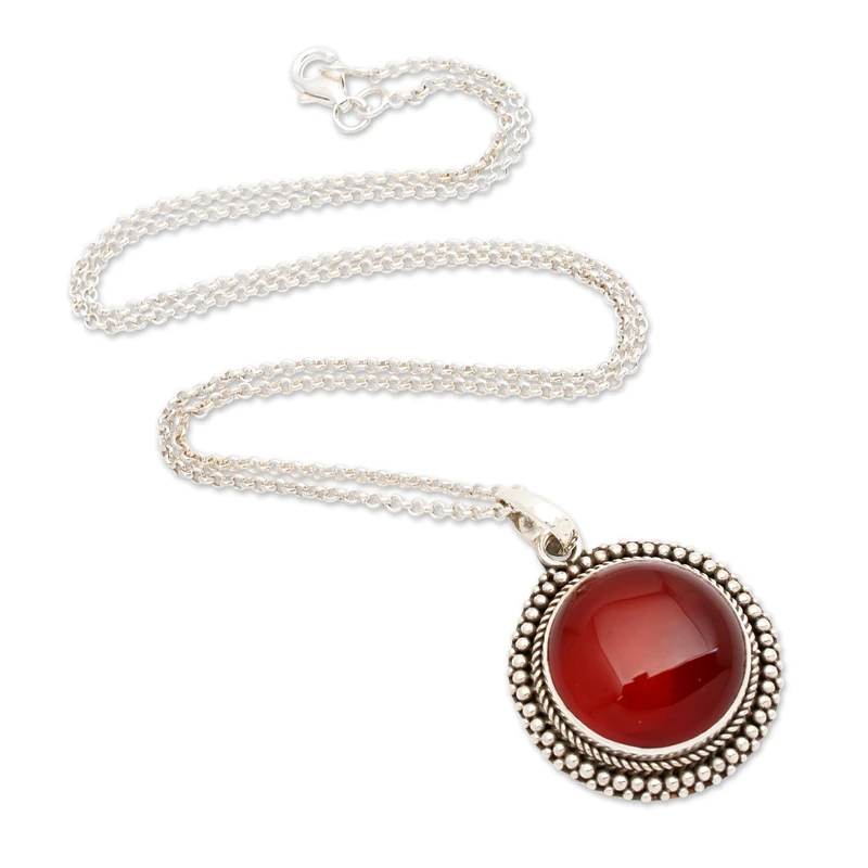 Oxidierte Karneol Cabochon Anhänger Halskette 925 Sterling Silber Zierliche Anhänger Halskette Juli Geburtsstein Halskette Böhmische Halskette Geschenk Für Sie