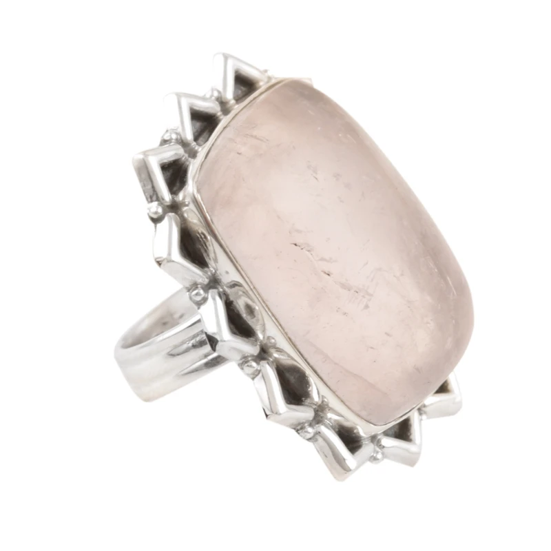 925 Sterling Silver Artisan Crafted Rose Quartz Ring Statement Ring Natural Stone Ring Gift For Her