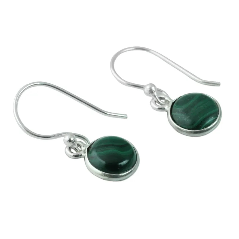 925 Sterling Silver and Malachite Dangle Earrings Handmade Women Minimalist Earrings Gifts Idea Jewelry Gift For Her