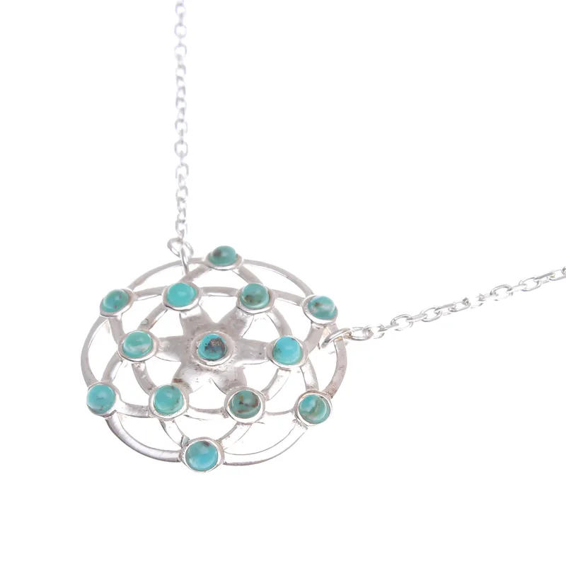 Blühender Stern in Türkis 925 Sterling Silber Anhänger Halskette Zarte Halskette Perfektes Muttertagsgeschenk Böhmischer Schmuck Geschenk für Sie