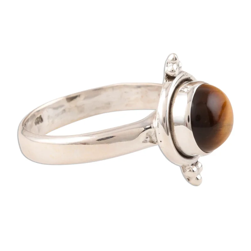 Earth Memory Simple Tiger Eye Ring 925 Sterling Silver Gemstone Ring Wedding Gift Ring For Love Valentine Day Gift For Her