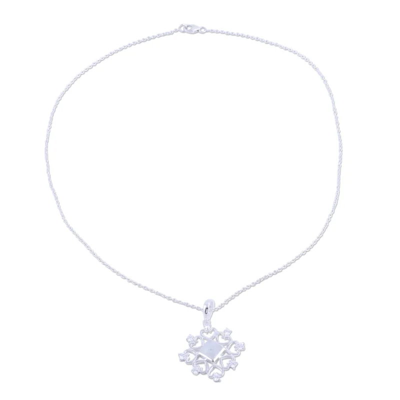 Regenbogenmondstein Herzmotiv Anhänger Halskette 925 Sterling Silber Handgemachter Böhmischer Schmuck Jubiläumsgeschenk für Schwester