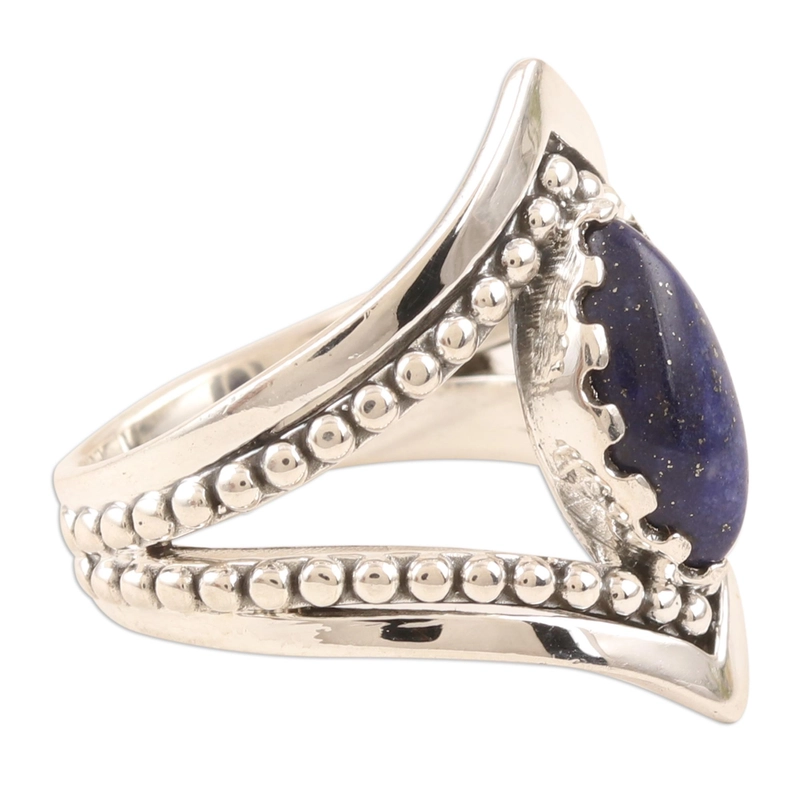 Lapislazuli Cocktailring Handgefertigt 925 Sterling Silber Geschenk für sie