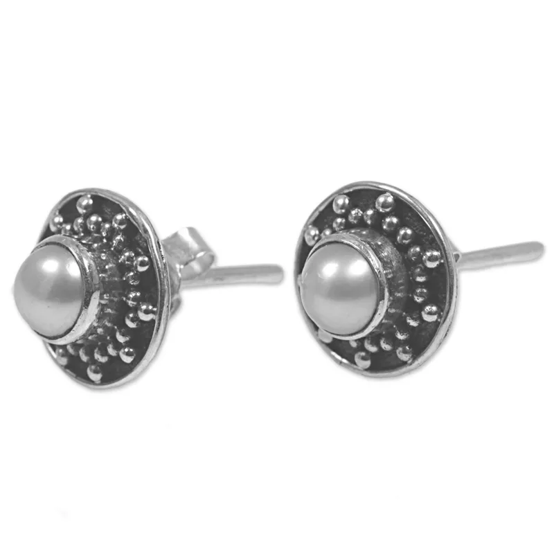 Handgemachte Zuchtperlen-Ohrstecker 925 Sterling Silber Alltagsohrstecker Geburtstagsgeschenk für die Schwester