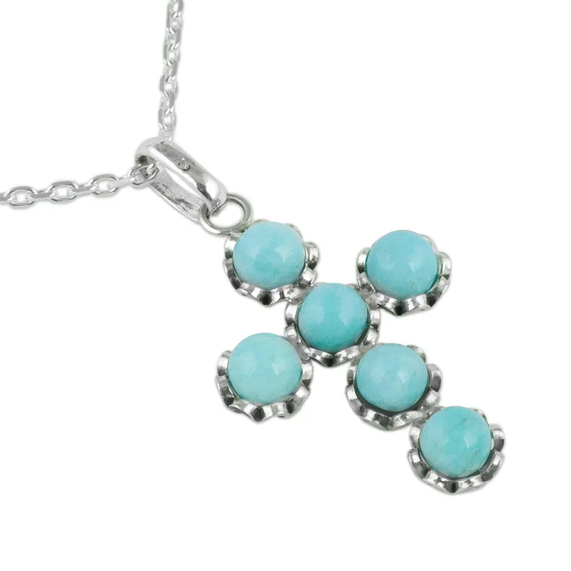 Handgefertigte Kreuzkette aus Sterlingsilber und Amazonit, Amazonit-Schmuck, handgefertigter Schmuck, böhmische Halsketten, Geschenk für sie