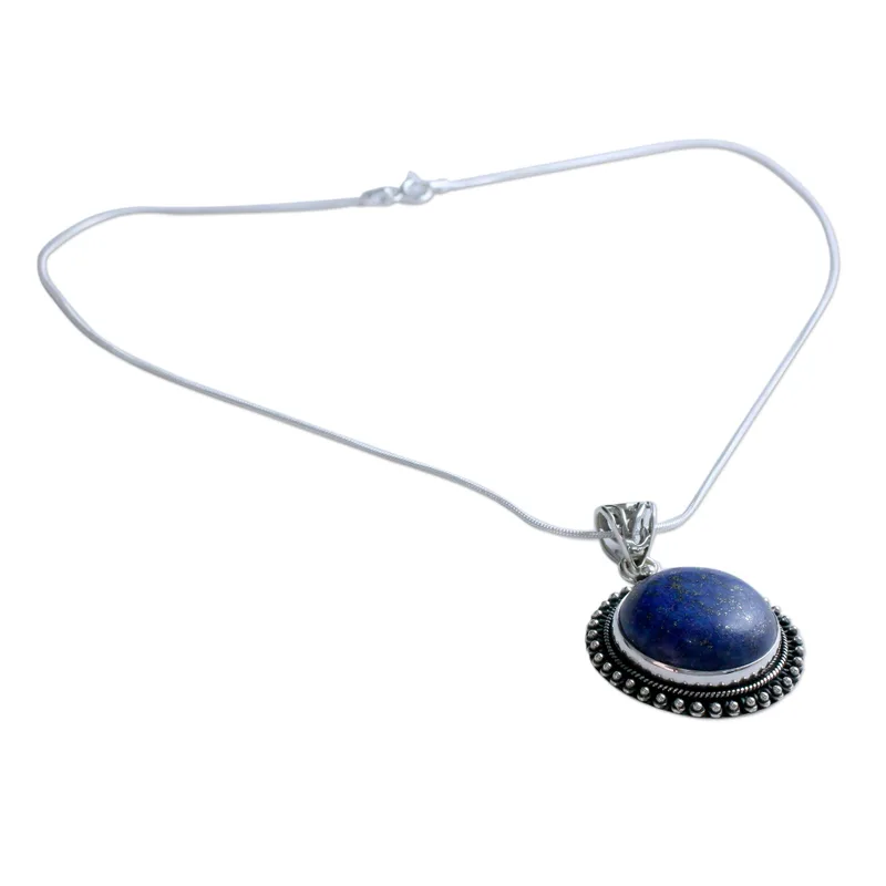 Indien Schmuck 925 Sterling Silber und Lapislazuli Halskette Halskette Lapislazuli Schmuck Geburtsstein Schmuck Boho Halskette Statement Halskette Geschenk für Sie
