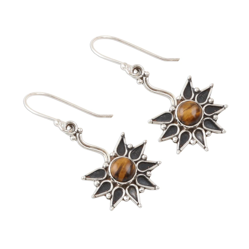 Sterling Zilveren en Tijgeroog Oorbellen Handgemaakte Edelsteen Zilveren Oorbellen Cadeaus Voor Moederdag Ideale Alledaagse Sieraden Cadeau Voor Haar