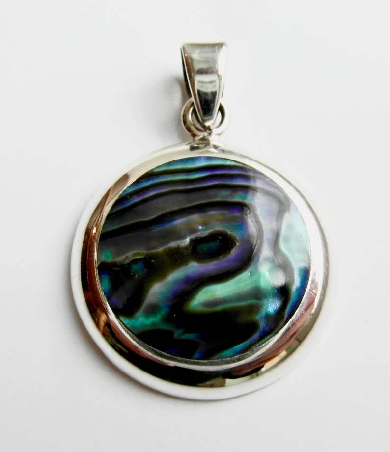 925 Sterling Silber Abalone Muschel Anhänger Halskette Muschelschmuck Strand Sommerschmuck für Frauen Buntes Muschelgeschenk für Sie