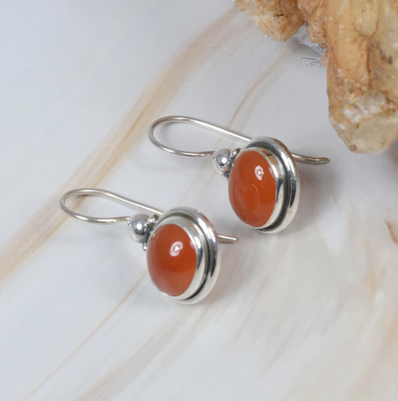 Roter Karneol 925 Sterling Silber Edelstein Ohrringe Handgemachter Schmuck Roter Karneol Ohrringe Geschenk zum Geburtstag