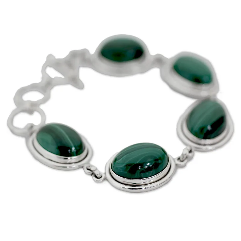 Handcrafted Jewelry Sterling Silver Malachite Bracelet Bohemian Jewelry Charming Jewelry Valentine Day Gift For Her