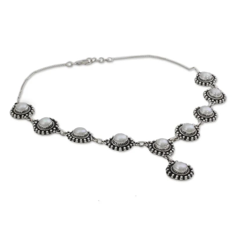 Schöne runde Perlenkette 925 Sterling Silber Süßwasserperlen Schmuck Handgemachter Schmuck Boho Halskette Geschenk Für Sie Valentinstagsgeschenk