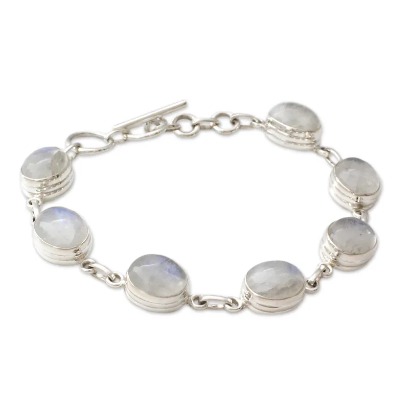 Mysteries Regenbogen Mondstein Gliederarmband 925 Sterling Silber Geburtstagsgeschenk Für Mädchen Charmianter Schmuck Valentinstagsgeschenk Für Sie Boho Schmuck