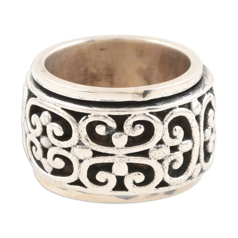 925er Sterlingsilber Messing und Kupfer Meditations-Spinnerring Handgemachter Ring Silberschmuck Böhmischer zarter Ring Geschenk für Sie Geschenkartikel