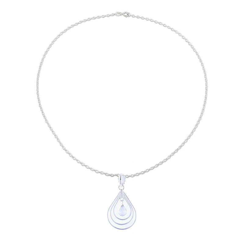 Magical Drop Regenbogenmondstein-Anhänger-Halskette 925 Sterling Silber Natürlicher Feuer-Regenbogen-Mondstein Geschenk für sie Geburtstagsgeschenk