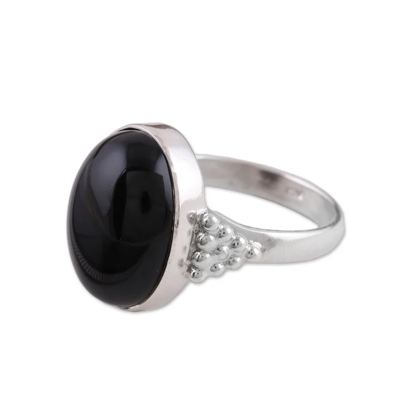 Handgefertigter Cocktailring aus 925er Sterlingsilber mit Onyx, Statement-Ring, handgefertigter Ring, Damenring aus Silber, Geschenk für sie und Mama