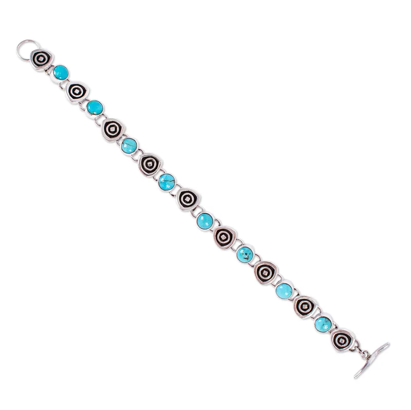 Morning Sky Natural Turquoise Link Bracelet 925 Sterling Silver Bracelet Bohemian Jewelry Charming Jewelry Valentine Day Gift For Her