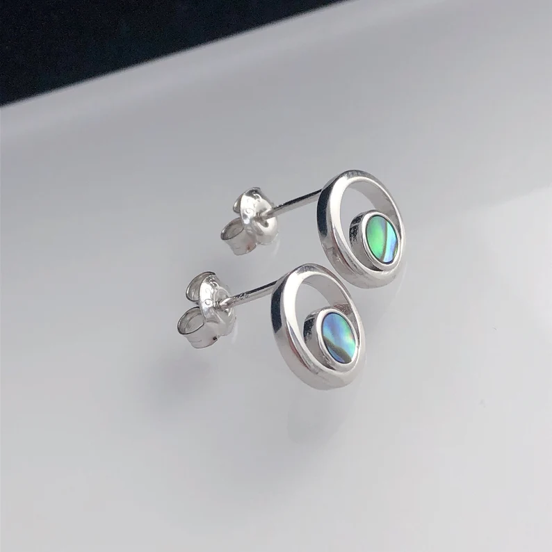 Sea Bubbles Abalone Shell Stud Earrings 925 Sterling Silver Earrings Minimalist Jewelry Gemstone Jewelry Birthday Anniversary Gift