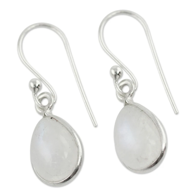 Regenbogen-Mondstein-Ohrring, 925er Sterlingsilber, Edelstein, handgefertigter Ohrring, Geburtsstein Juni, Geschenk zum Valentinstag