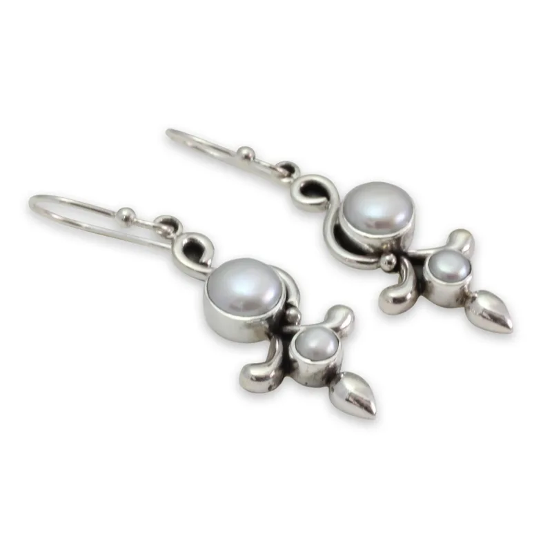 Blatt-Design Perlen Rundohrringe 925 Sterling Silber Boho Ohrringe Handgefertigte Edelstein Ohrringe Hochzeitsschmuck Geschenk Für Sie