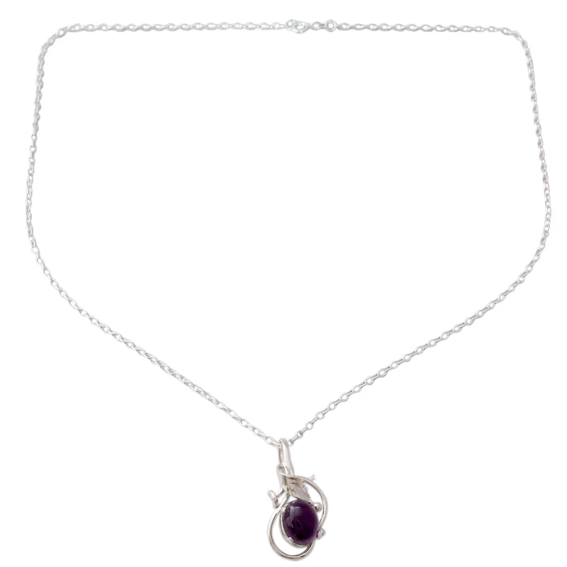 Handgefertigte Amethyst-Halskette aus Sterlingsilber, Geburtsstein-Halskette, Geschenk für sie, violetter Edelsteinschmuck, 925er Sterlingsilber, Geschenkidee