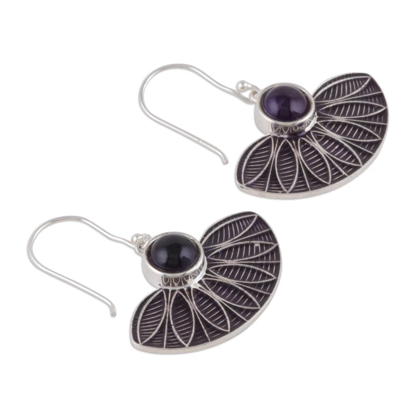 Handbemalte Amethyst-Ohrhänger aus Sterlingsilber, handgemachte Ohrringe, Geschenk, Geburtstagsgeschenk für sie