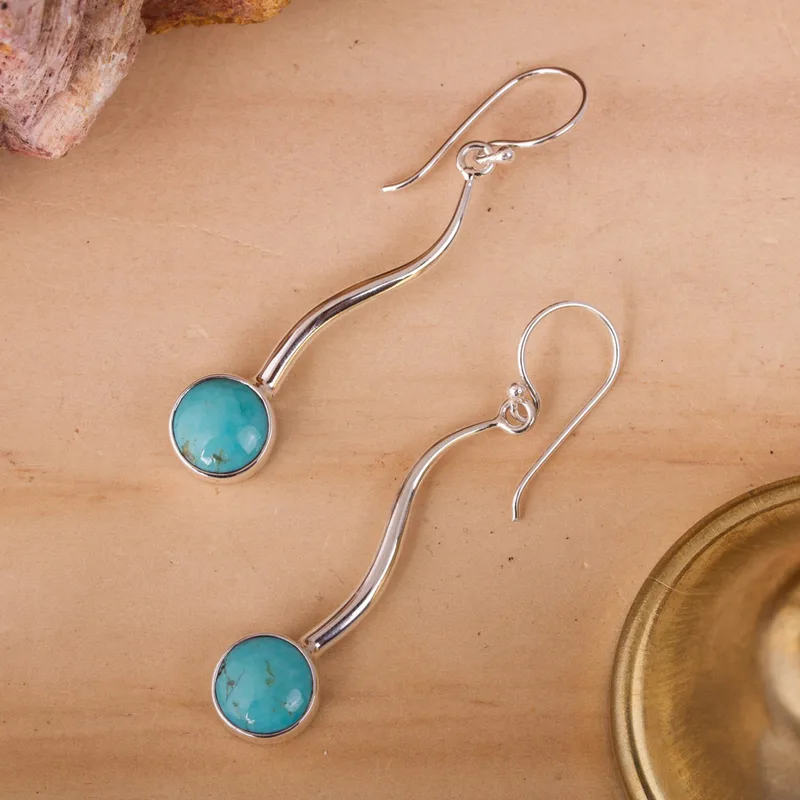 Türkis Drop Dangle Ohrringe Sterling Silber und handgemachte Edelstein Geschenke Idee für Brautjungfern Hochzeitsschmuck Geschenk für Sie