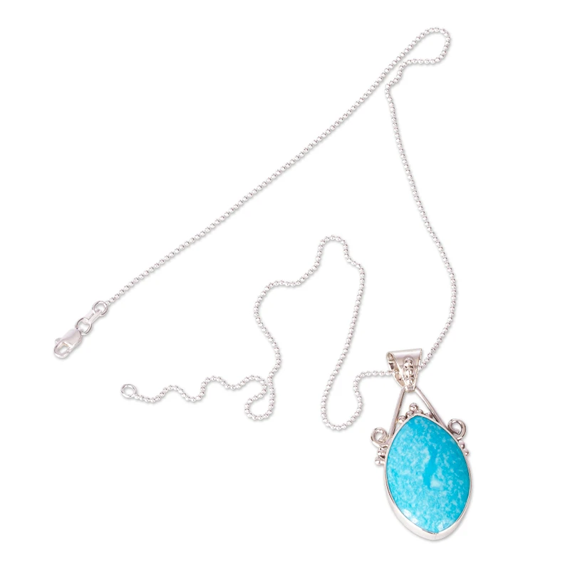 925 Sterling Silber natürlicher Türkis wunderschöne Halskette Anhänger Halskette zarte Halskette perfektes Muttertagsgeschenk böhmischer Schmuck Geschenk für sie