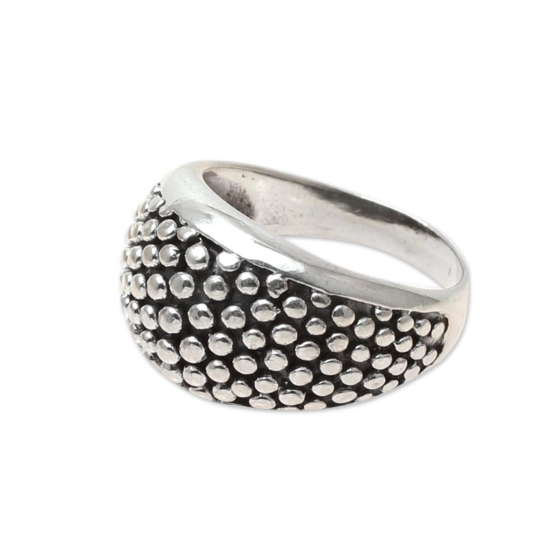 Gemusterter gewölbter Ring aus Sterlingsilber, handgefertigt aus 925er Sterlingsilber, Geschenk für Sie & Mama