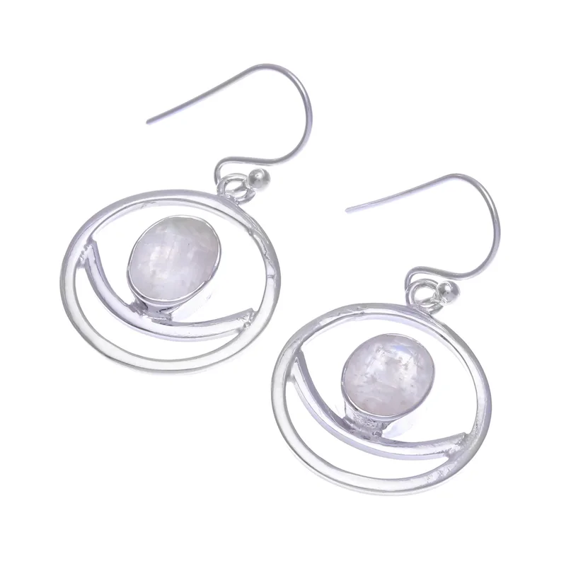 Handgefertigte Blaue Blitz Regenbogen Mondstein Ohrringe 925 Sterling Silber Ohrringe Handgemachte Edelsteinohrringe Geschenk Für Sie