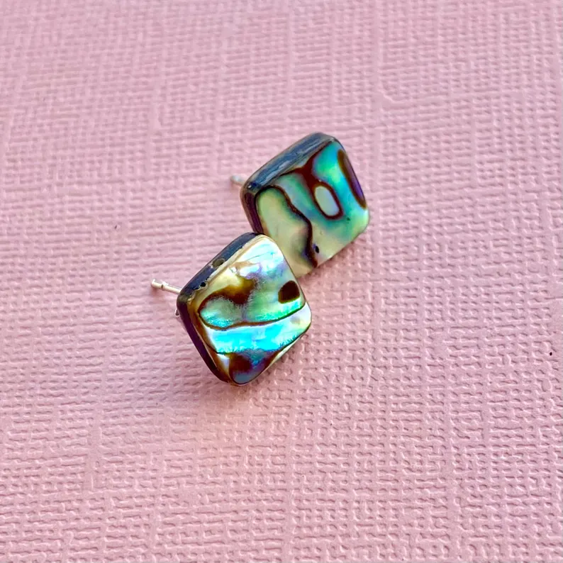 Abalone Earrings Studs Dainty Shell Jewelry Abalone Shell Earrings Protection Jewelry Handmade Boho Jewelry Gift For Her