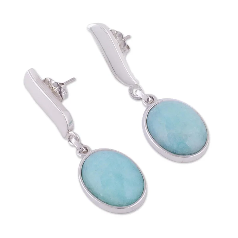 Ohrringe aus Sterlingsilber mit Amazonit, baumelnde Ohrringe für Frauen, Boho-Ohrringe, handgefertigte Edelsteinohrringe, Hochzeitsschmuck, Geschenk für sie