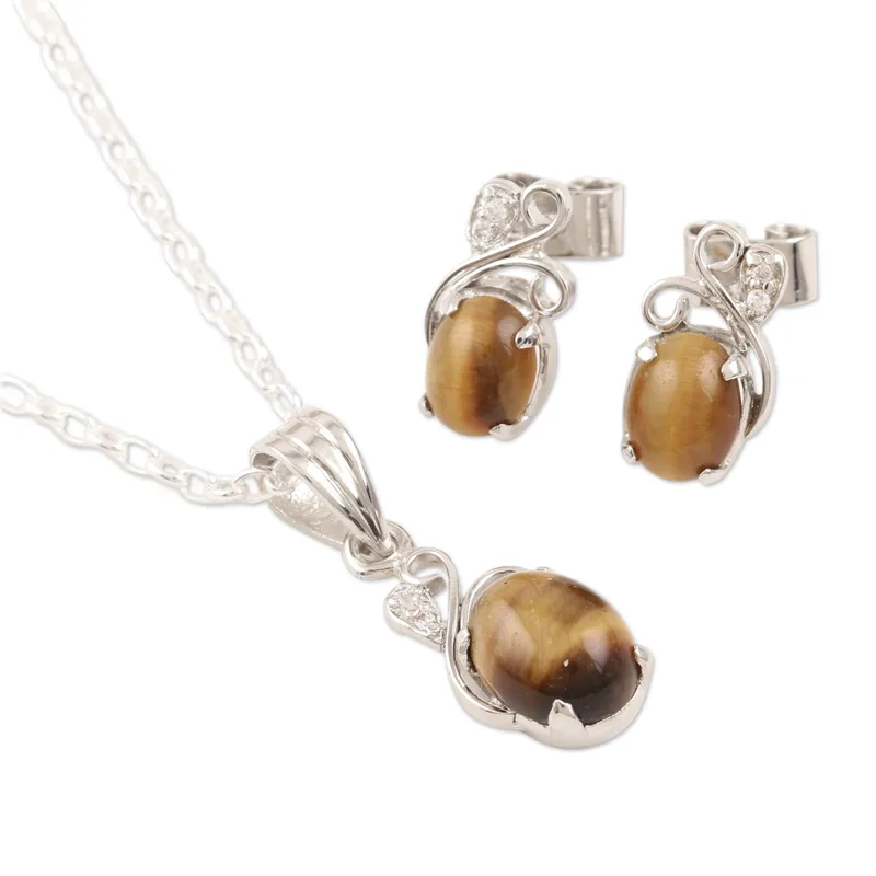 Peppy in Braun Tigers Eye Anhänger Halskette 925 Sterling Silber Echter Edelstein Halskette Böhmischer Schmuck Geschenk für Sie