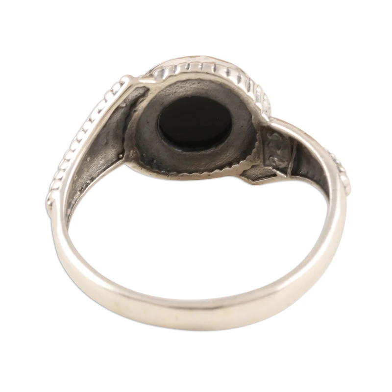 Ring aus schwarzem Onyx und geschwärztem Sterlingsilber, 925er Sterlingsilber Statement-Ring, handgefertigter Ring, Damen Silberring, Geschenk für Sie