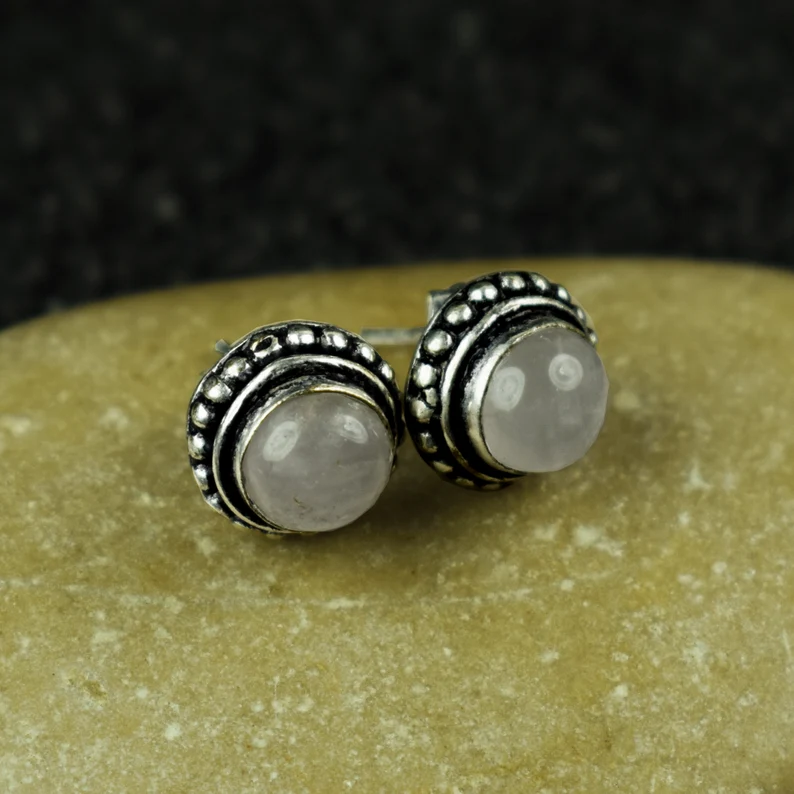 Natürliche Mondstein Ohrstecker 925 Silber Ohrstecker Elegante Ohrstecker Runde Ohrstecker Juni Geburtsstein Jahrestagsgeschenk Frauen