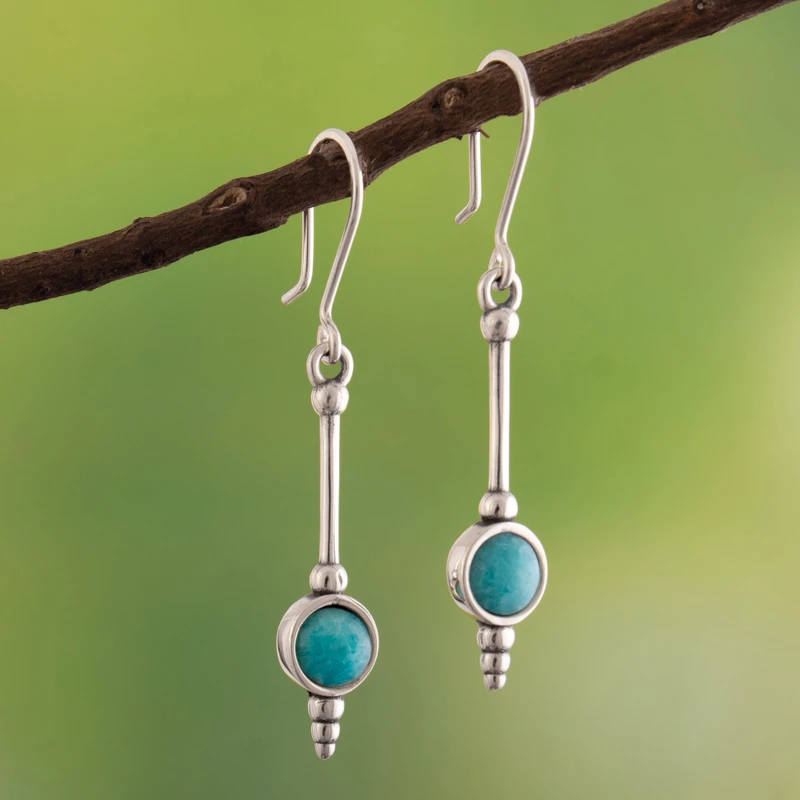 Art Deco Inspired Sterling Silver Amazonite Dangle Earrings Women Jewelry Boho Earrings Handmade Gemstone Earring Wedding Jewelry Birthday Gift item