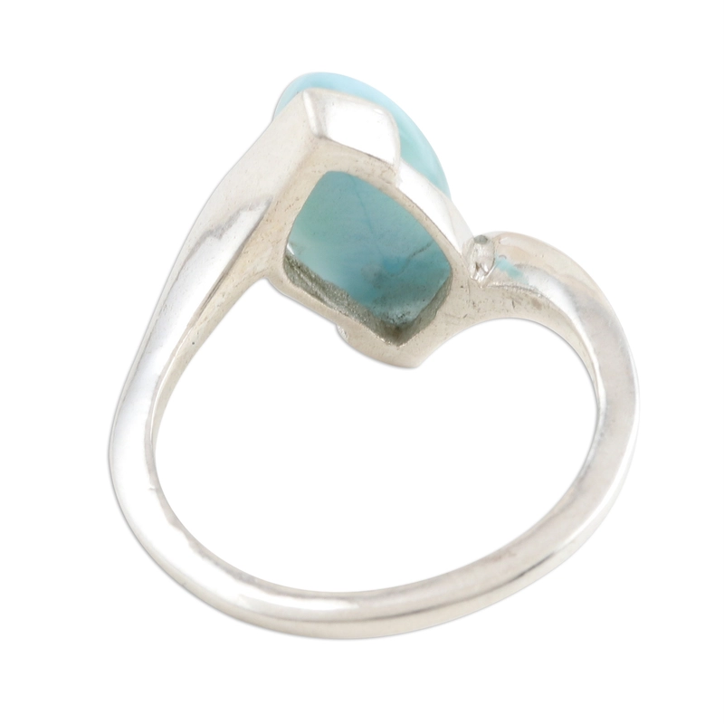 Marquise Larimar Cabochon Sterling Silber Ring Handgemachtes Design 925 Sterling Silber Geschenk für Sie & Mama
