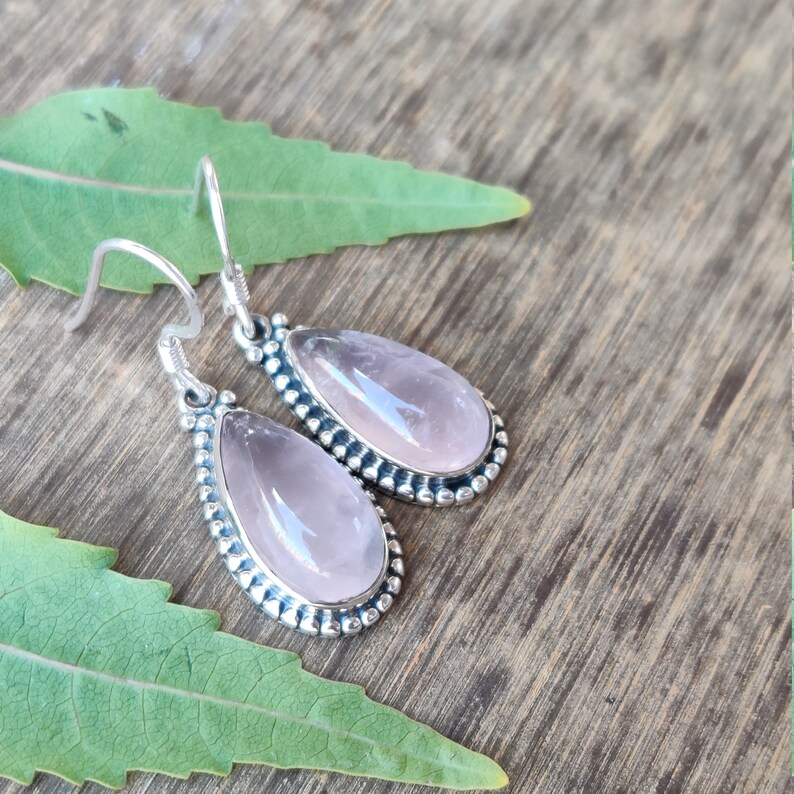 Natürliche AAA Rosenquarz Ohrringe 925 Sterling Silber Ohrringe Süße Einzigartige Ohrringe Bequeme Alltags-Ohrringe Geschenk Für Sie