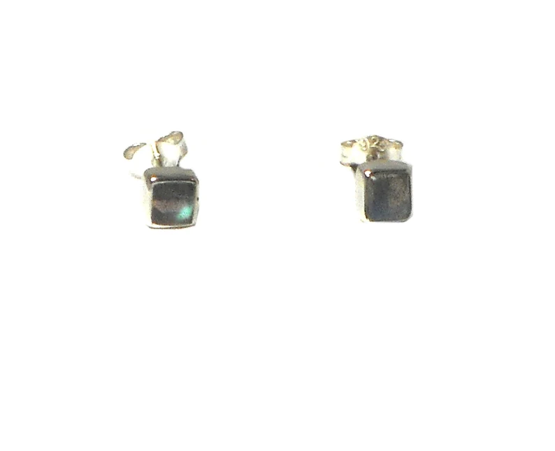Vierkante Labradoriet Oorknopjes 925 Sterling Zilver Labradoriet Edelsteen Zilveren Oorknopjes Handgemaakte Boho Oorbellen