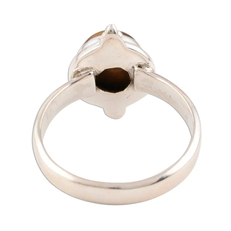 Earth Memory Einfacher Tigerauge Ring 925 Sterlingsilber Edelsteinring Hochzeitsgeschenk Ring für Liebe Valentinstagsgeschenk für Sie