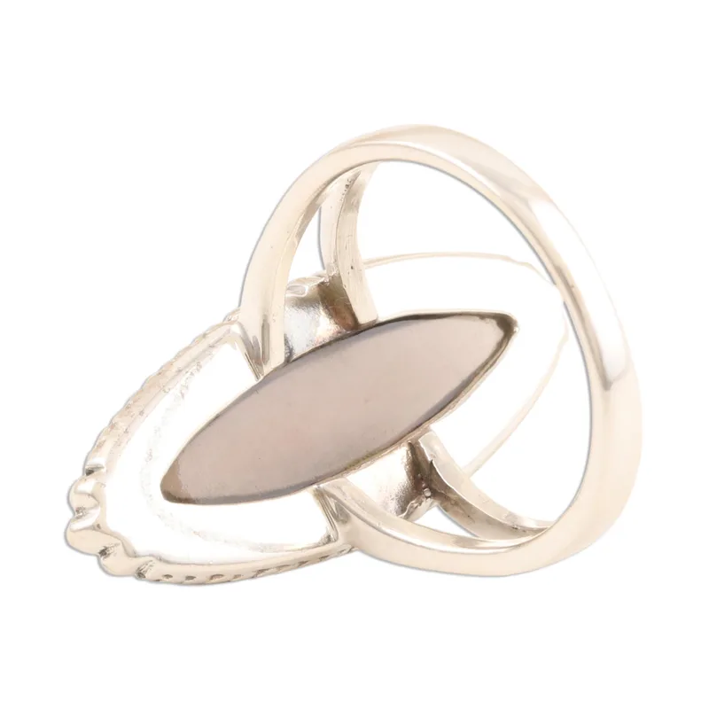 Marquise Lünettenfassung Rauchquarz Cabochon Cocktailring 925 Sterling Silber Ring Handgefertigter Ring Statement Ring Brauner Edelsteinring Versprechensring Geschenk für Sie