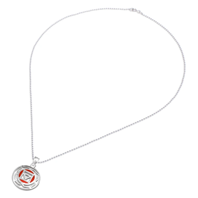 Inspirational Lotus Themed Carnelian Pendant Necklace 925 Sterling Silver Art deco Necklace Gift for Her & Mom