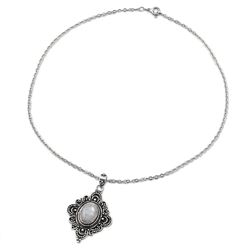 Eleganter Spiegel Regenbogen Mondstein Sterling Silber Anhänger Halskette Blauer Feuer Regenbogen Mondstein Geschenk für Sie und Mama